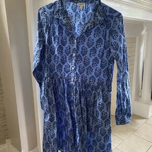 J crew Blue Floral Button-Down Dress